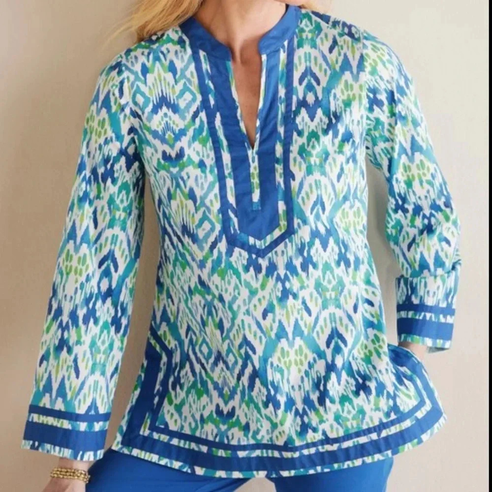 Soft Surroundings Kirti Ikat Tunic Size Small NWOT Cotton Blend Colorful